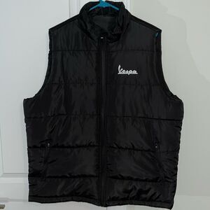 Vespa logo Puffy Puffer scooter motorcycle vest jacket XL men’s Black urban